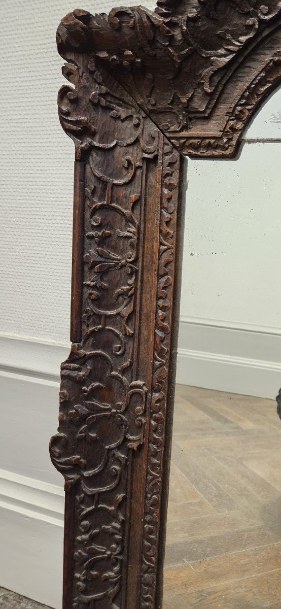 Frame For Christ From The Early 18th Century In Carved Oak Stripped And Transformed Into A Mirror-photo-4