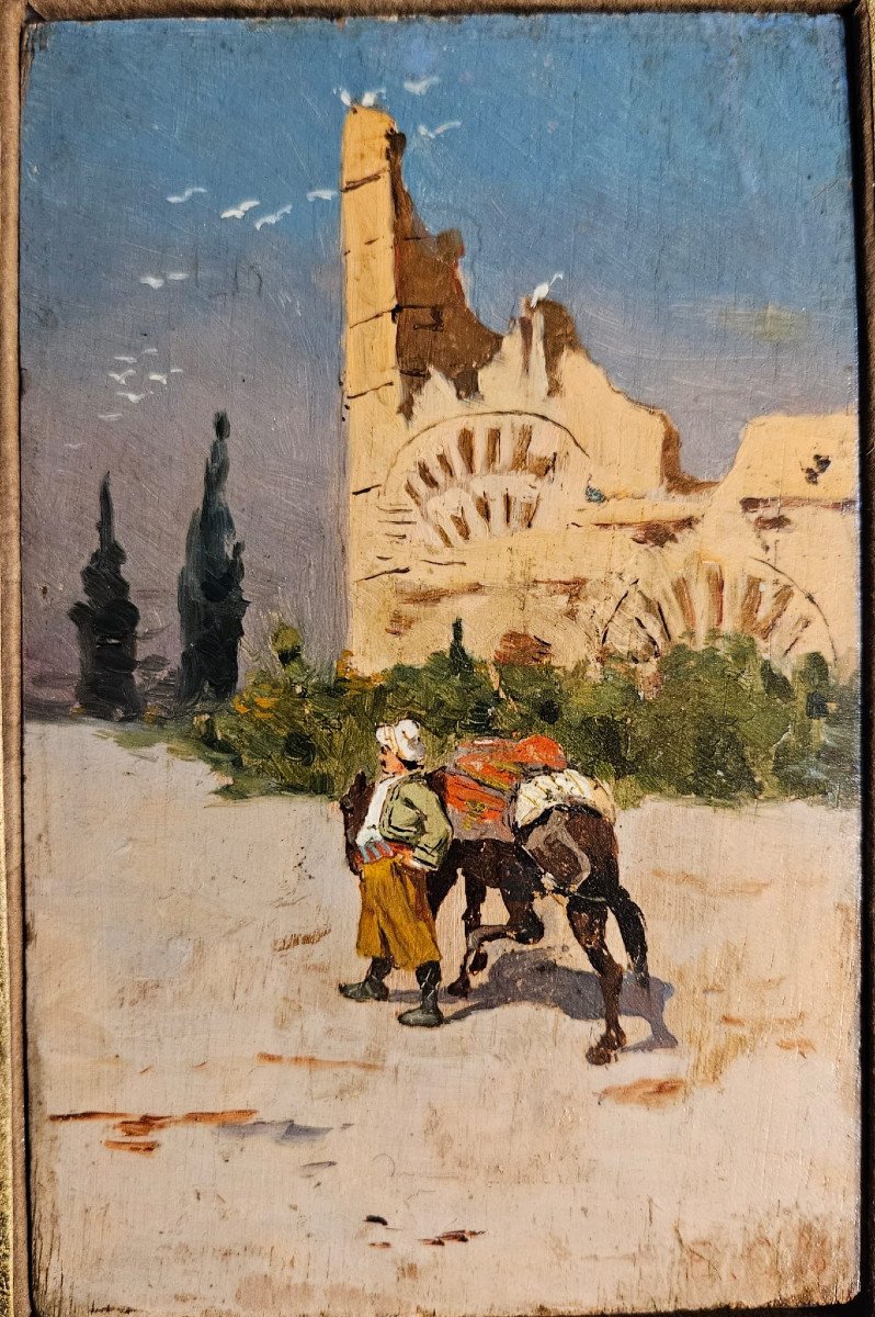 Andalusian Muleteer In Front Of A Ruin, Oil On Wood By Edouard Castres, 1886