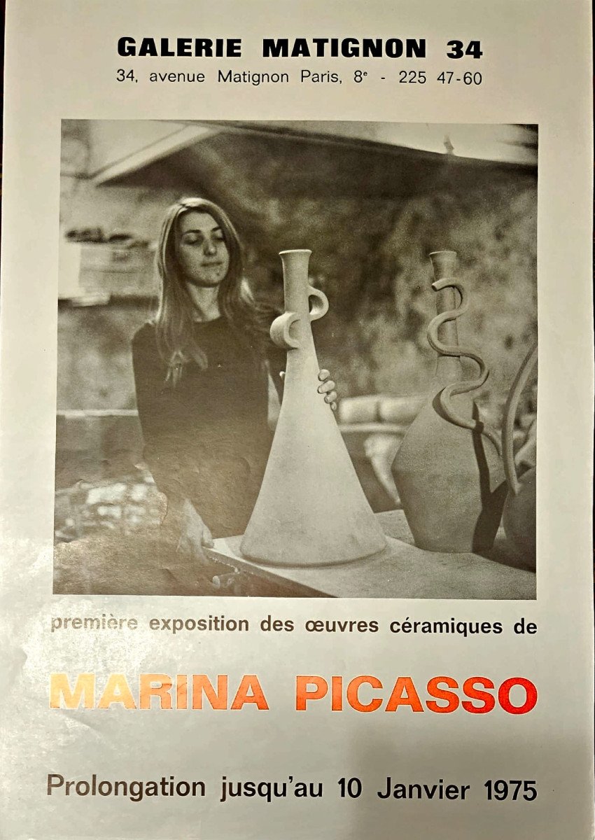 Affiche pour l'exposition de céramiques de Marina Picasso à la Galerie Matignon 34, 1975 Paris