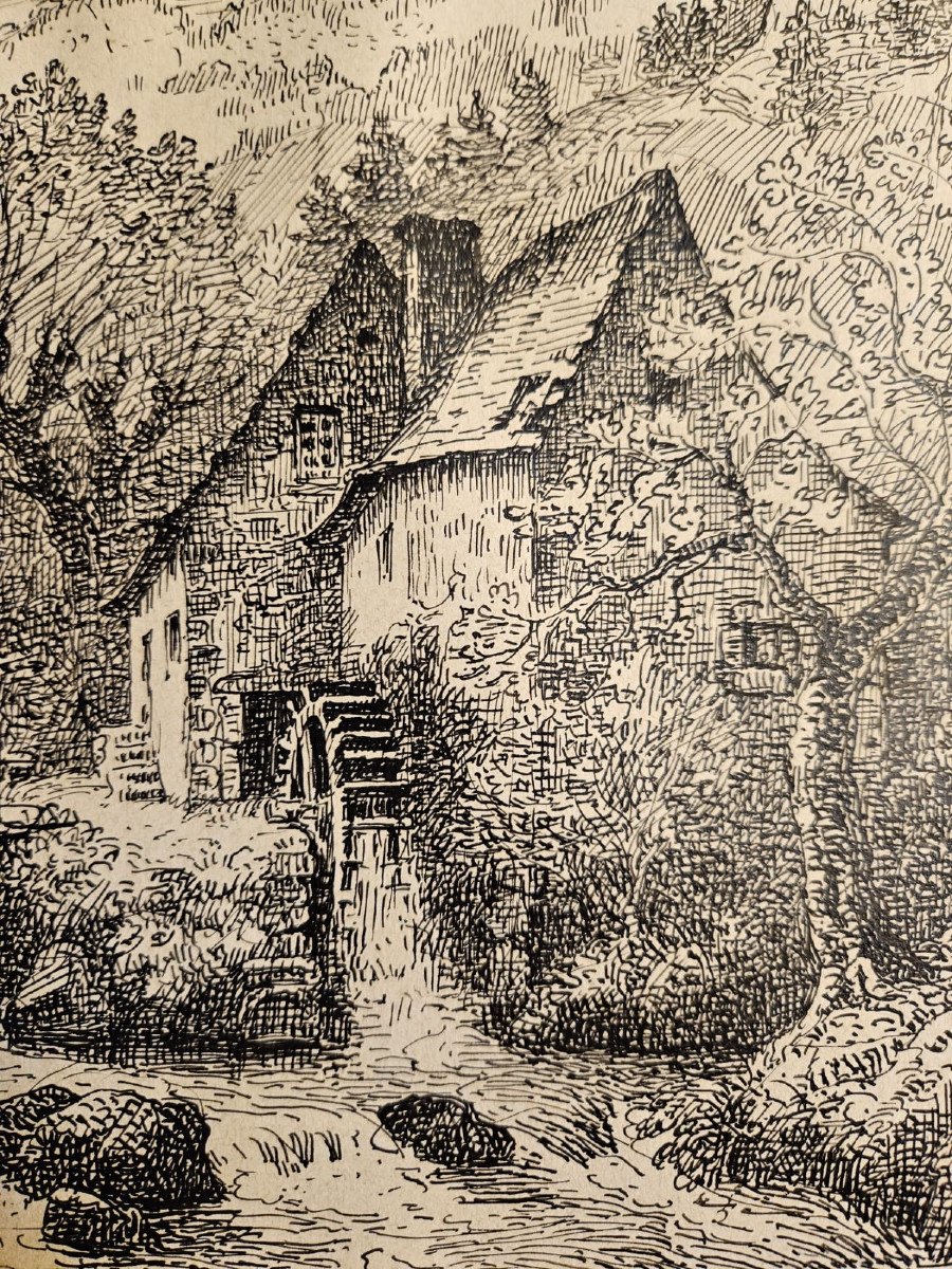 Dessin à la plume d'Armand Point: Le moulin Barrat à Crozant-photo-2