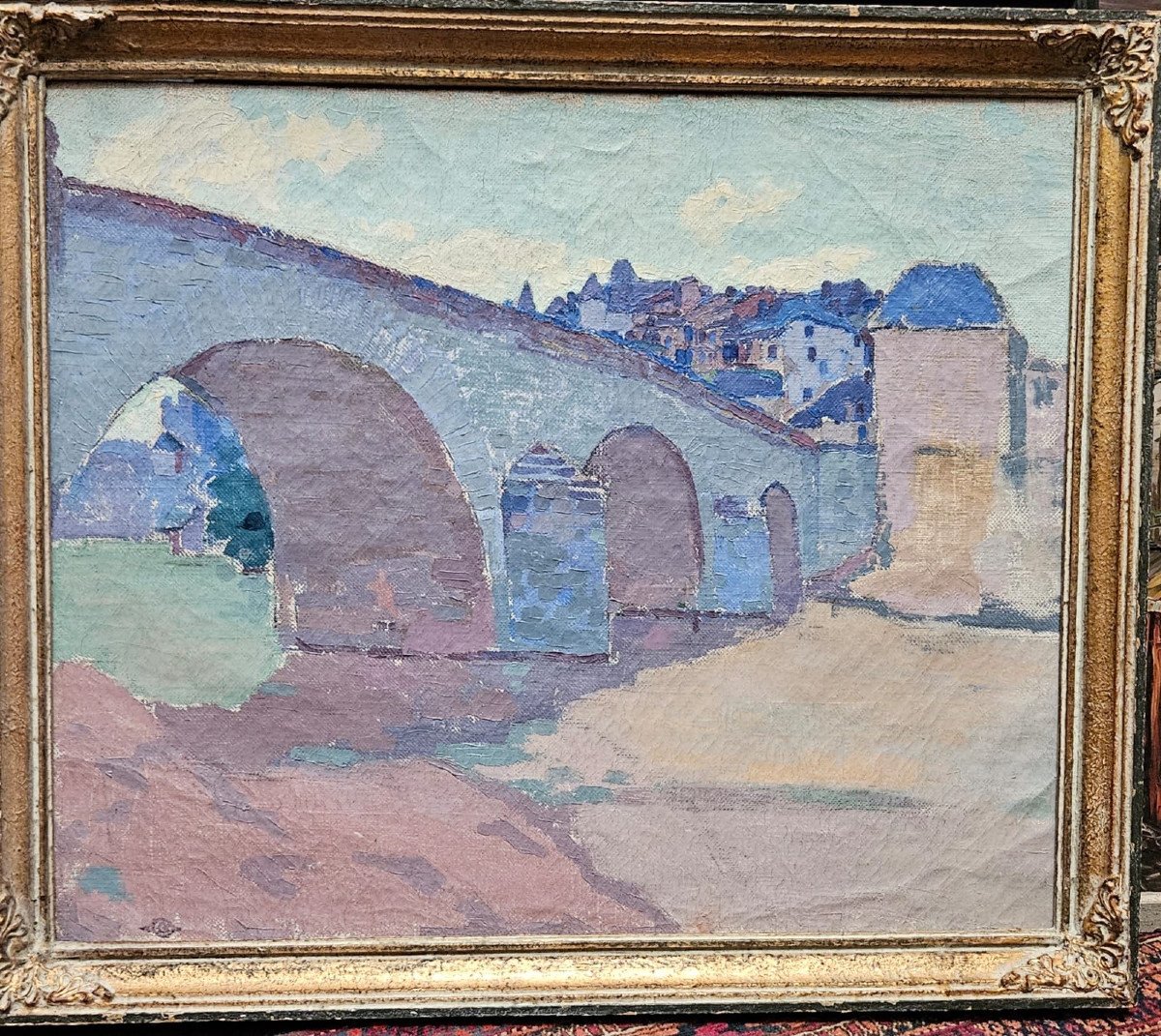 Huile Sur Toile De Gaston Cantin: Pont (argentan ?)-photo-2