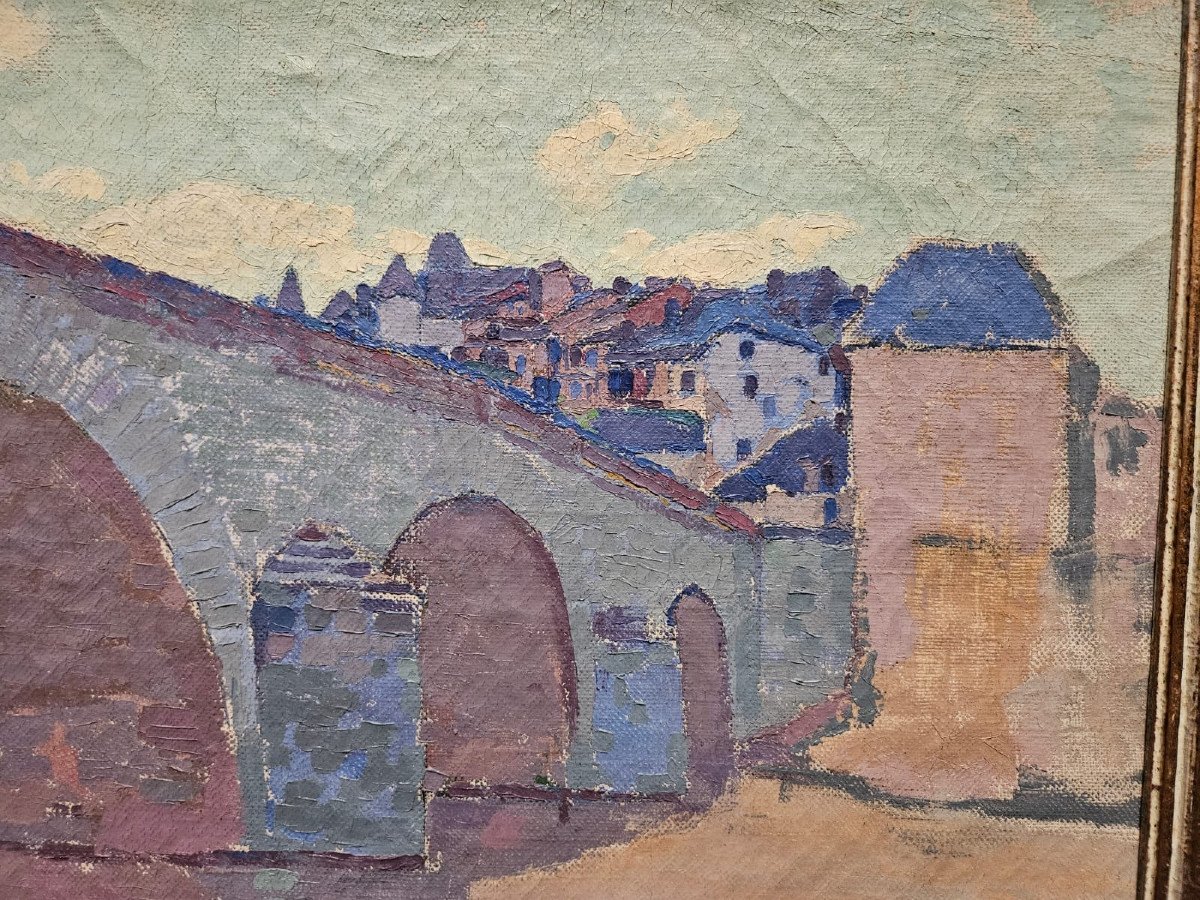 Huile Sur Toile De Gaston Cantin: Pont (argentan ?)