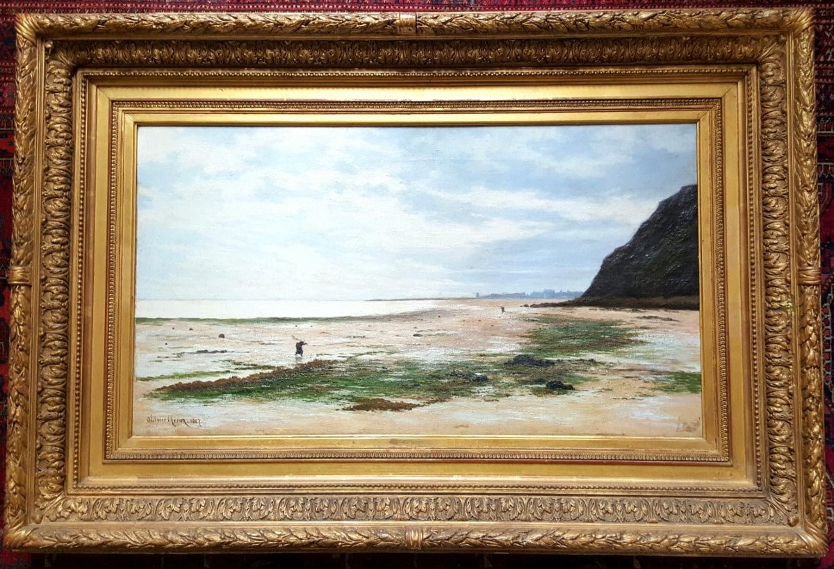 La plage d'Arromanche par Olivier Cheron en 1887