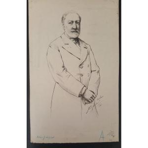Willy Martens: Portrait Of Edouard Sain, Drawing