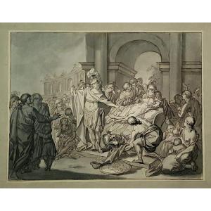 The Death Of Patroclus, Drawing By Auguste Nicodemo, 1786