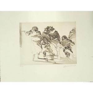 The Painter And His Disciples, Lithograph By Claude Weisbuch