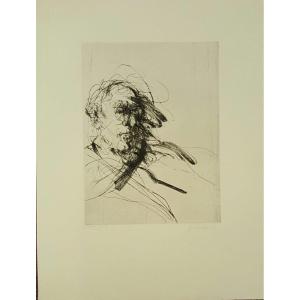 Portrait Of A Man, Lithograph By Claude Weisbuch