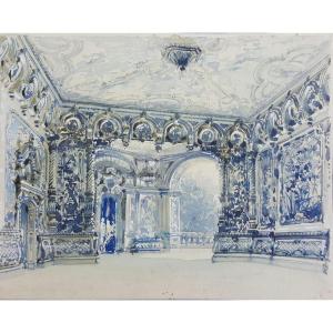 Décor De Théâtre, Aquarelle Gouachée, Atelier Jambon-bailly