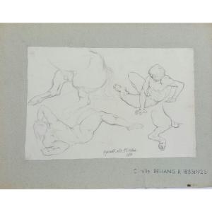 Study Sheet After Gericault, Drawing By Camille Bellanger