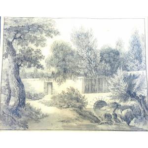 Park, Drawing, French School, Late 19th Century