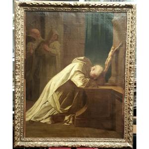 Saint Bruno en prière d'après Jean Jouvenet, huile sur toile, XVIIIème siècle