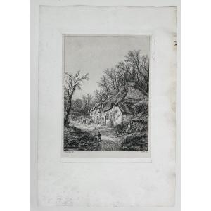 Thatched Cottage, Engraving By Eugène Bléry, 1840