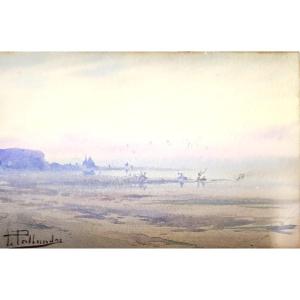 Côte Normande, aquarelle de Lucien Pallandre