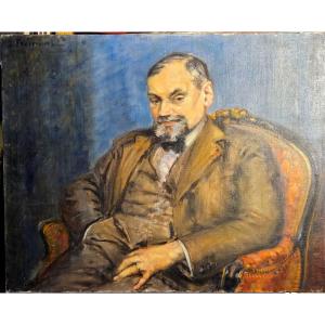 Portrait de Raymond Bigot par Susanne Frémont, huile sur toile