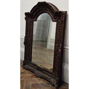 Frame For Christ From The Early 18th Century In Carved Oak Stripped And Transformed Into A Mirror