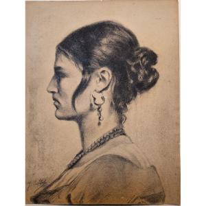 Portrait Of A Woman In Profile After Paul Dubois