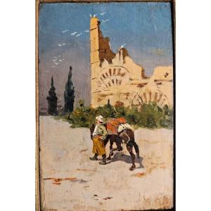 Andalusian Muleteer In Front Of A Ruin, Oil On Wood By Edouard Castres, 1886