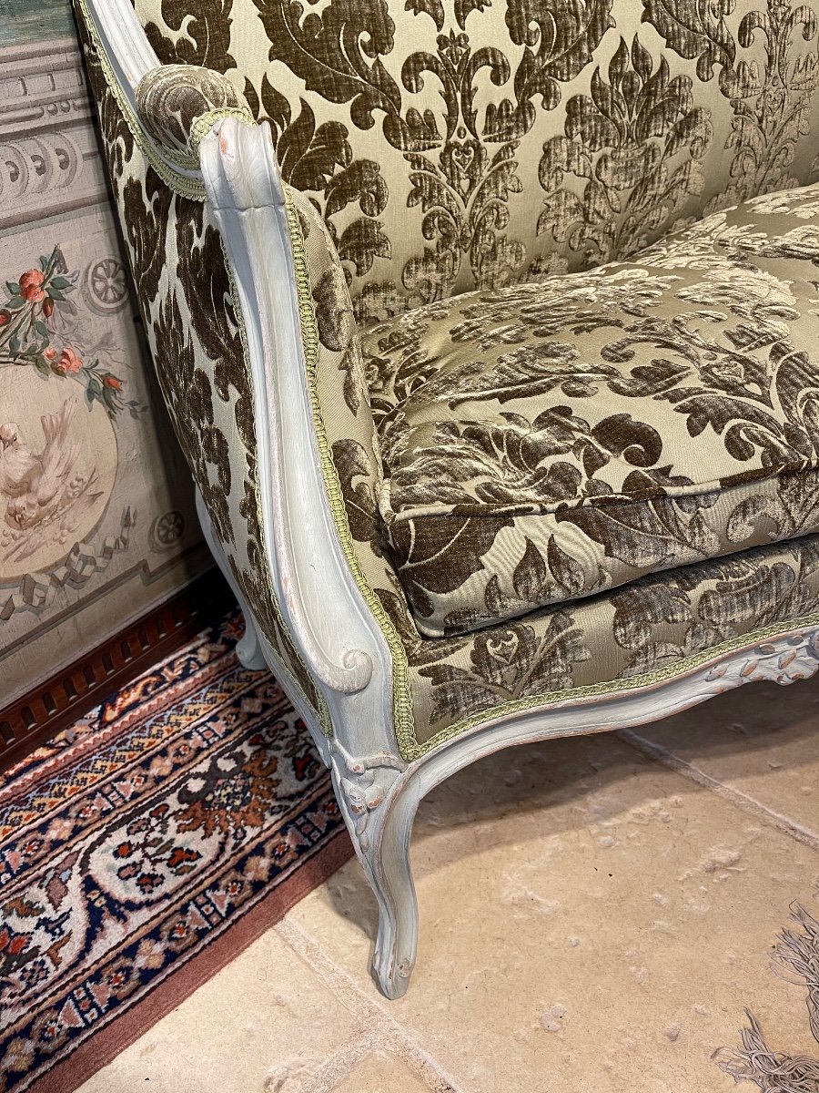 Small Sofa Louis XV Period In Beech Rechampi-photo-1