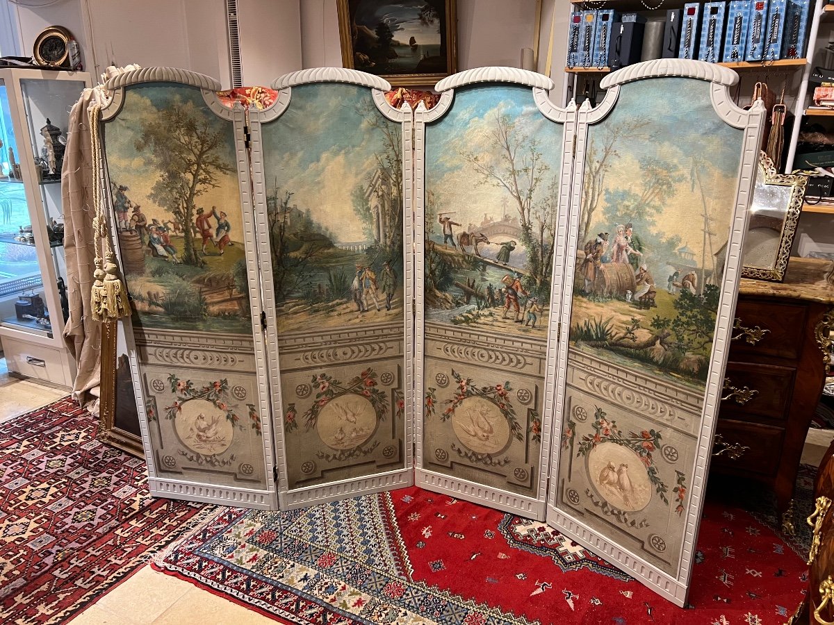 Screen 4 Sheets Ep. Louis XVI With Country Decors 