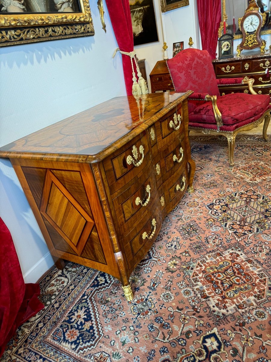 Commode mazarine Ep Louis XIV Olivier Et Palissandre  Vallée Du Rhone-photo-1