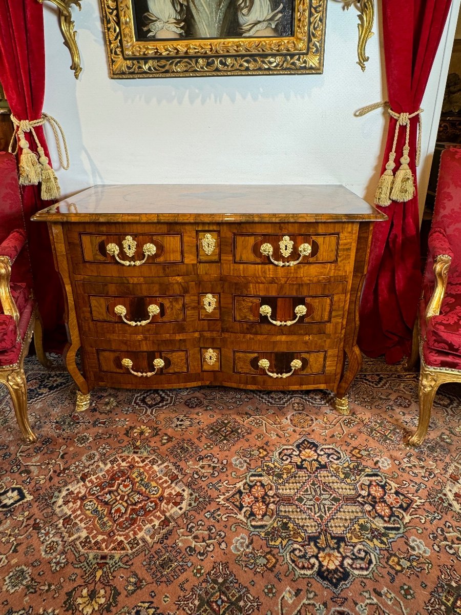 Commode mazarine Ep Louis XIV Olivier Et Palissandre  Vallée Du Rhone