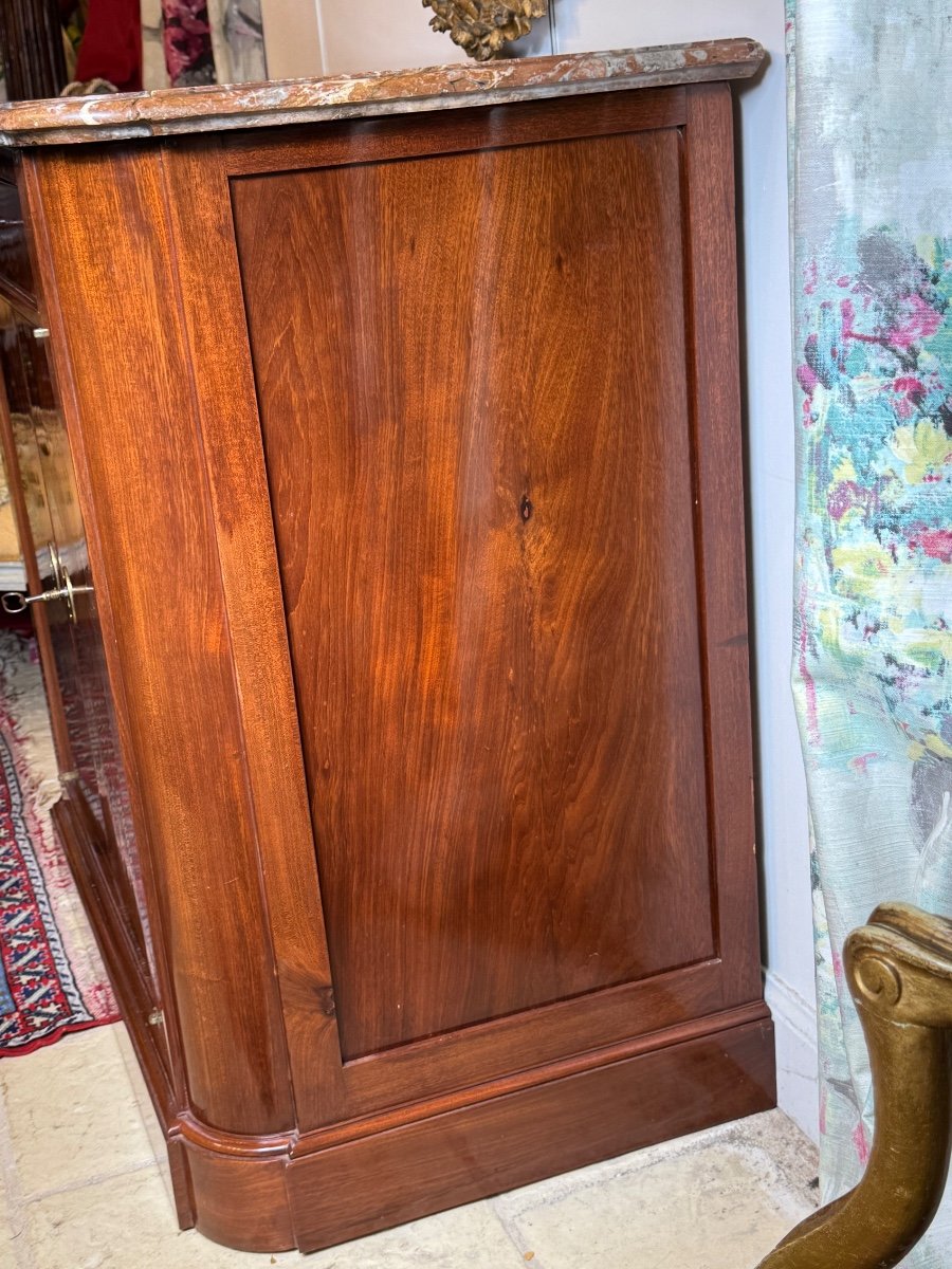 Small Louis 16 Cuban Mahogany Buffet With Royal Red Marble-photo-3