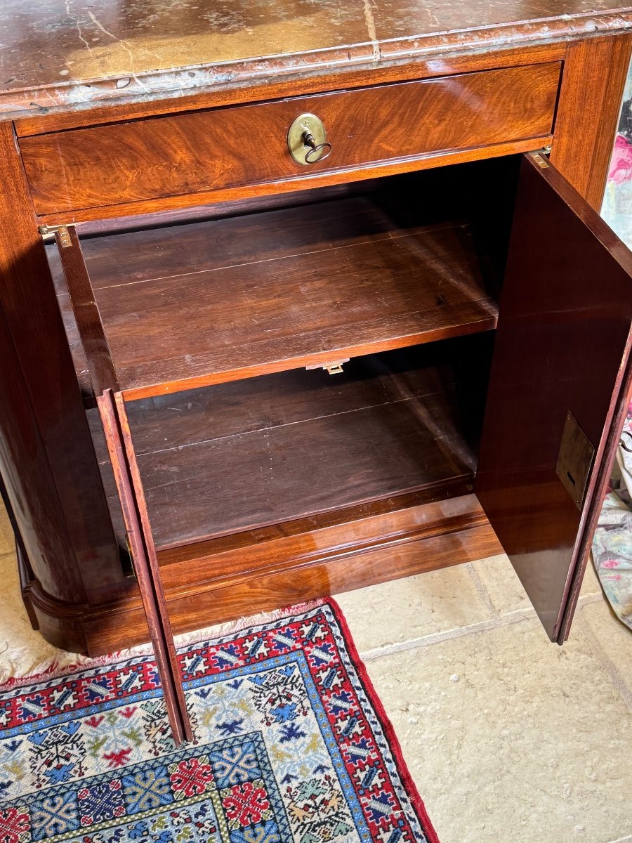 Small Louis 16 Cuban Mahogany Buffet With Royal Red Marble-photo-1