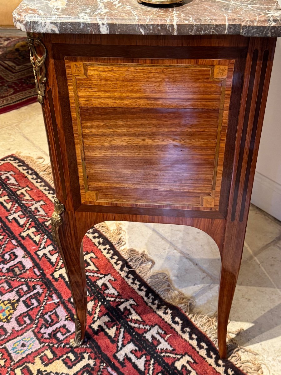 Small Louis XV Louis XVI Marquetry Transition Chest Of Drawers -photo-3