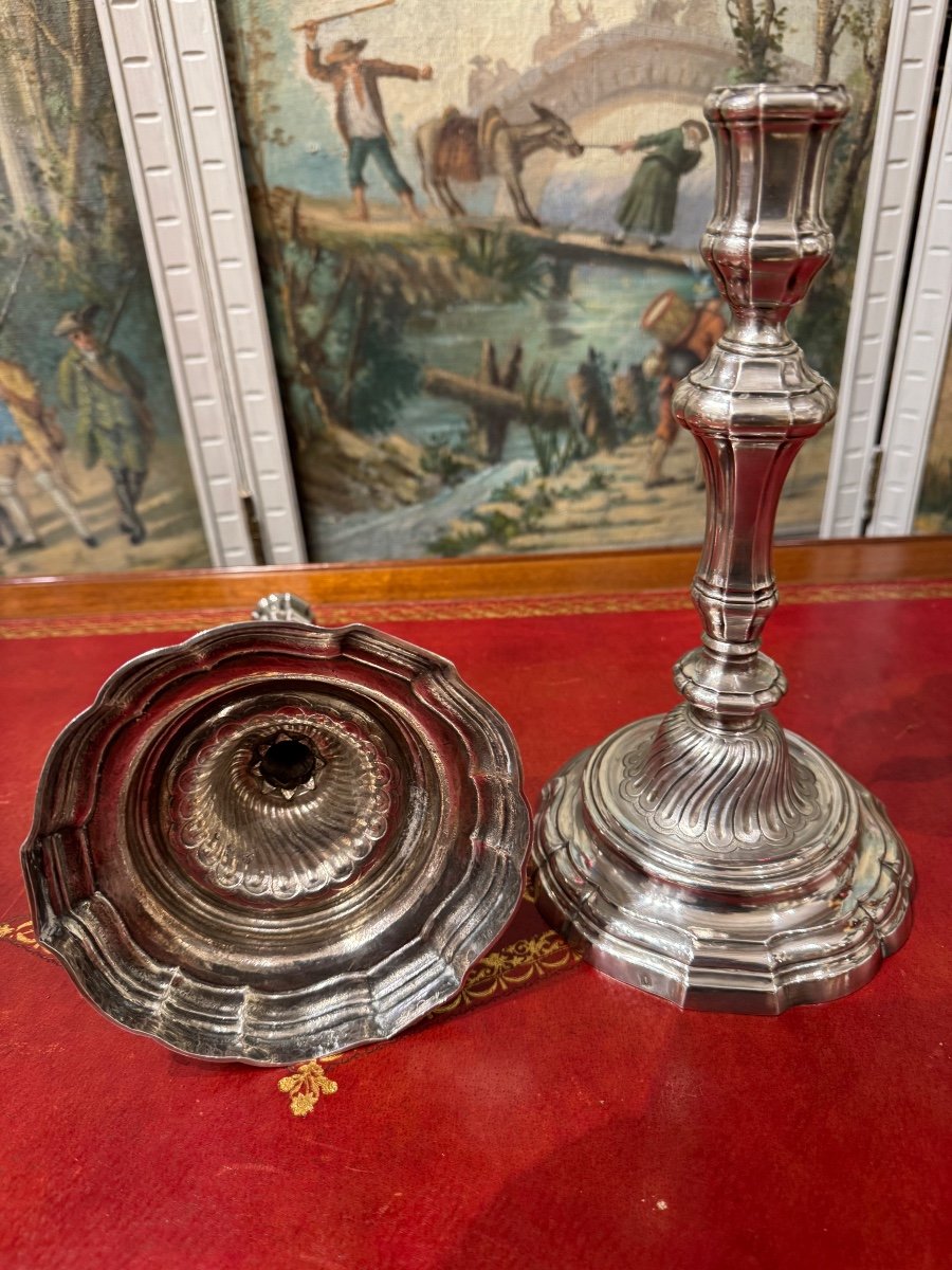 Pair Of 18th Century Silver Candlesticks -photo-2