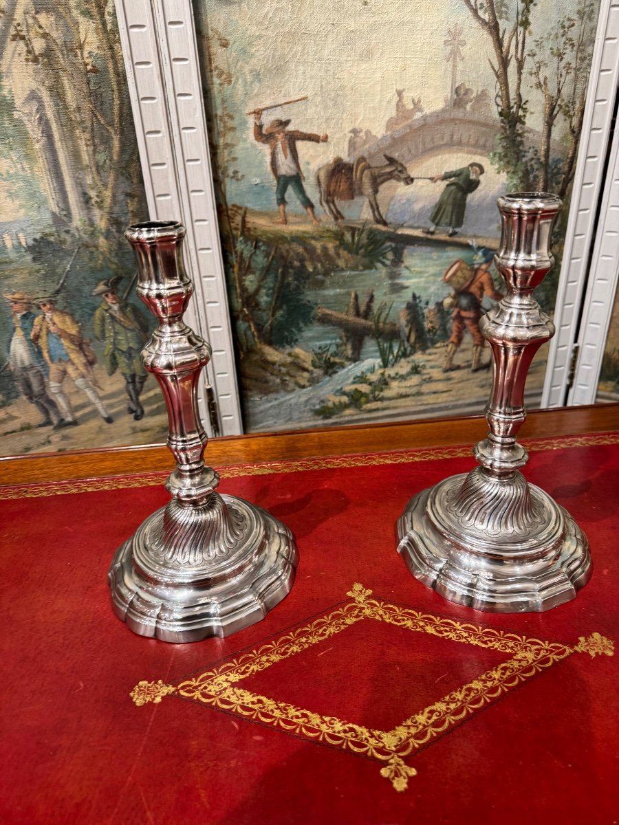 Pair Of 18th Century Silver Candlesticks 