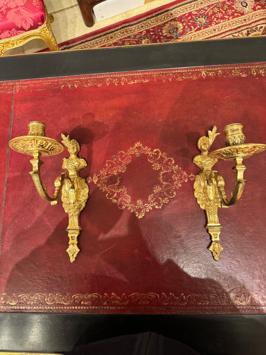 Pair Of Regence Gilt Bronze Mercury Wall Lights 