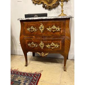 Ep Louis XV Walnut And Pyrenees Marble Commode