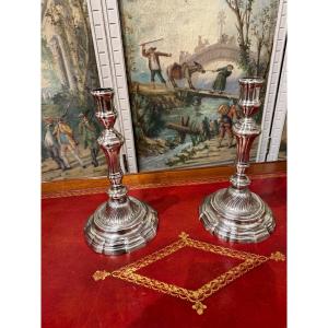 Pair Of 18th Century Silver Candlesticks 