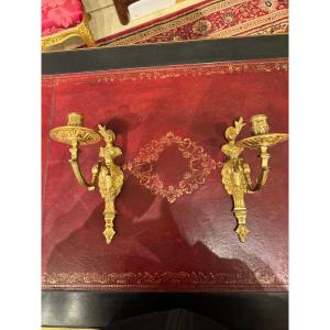 Pair Of Regence Gilt Bronze Mercury Wall Lights 