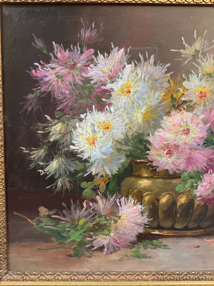 Godchaux Emile (1860-1938) - Pair Of Oils On Canvas "floral Compositions" Late 19th Century -photo-4