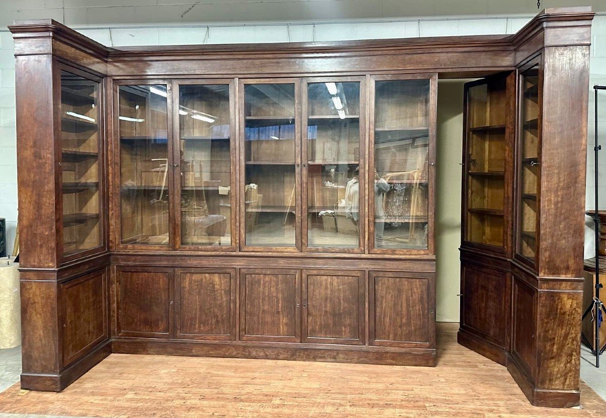 Large Mahogany Bookcase, Stamped Durand In Paris, 19th Century-photo-4