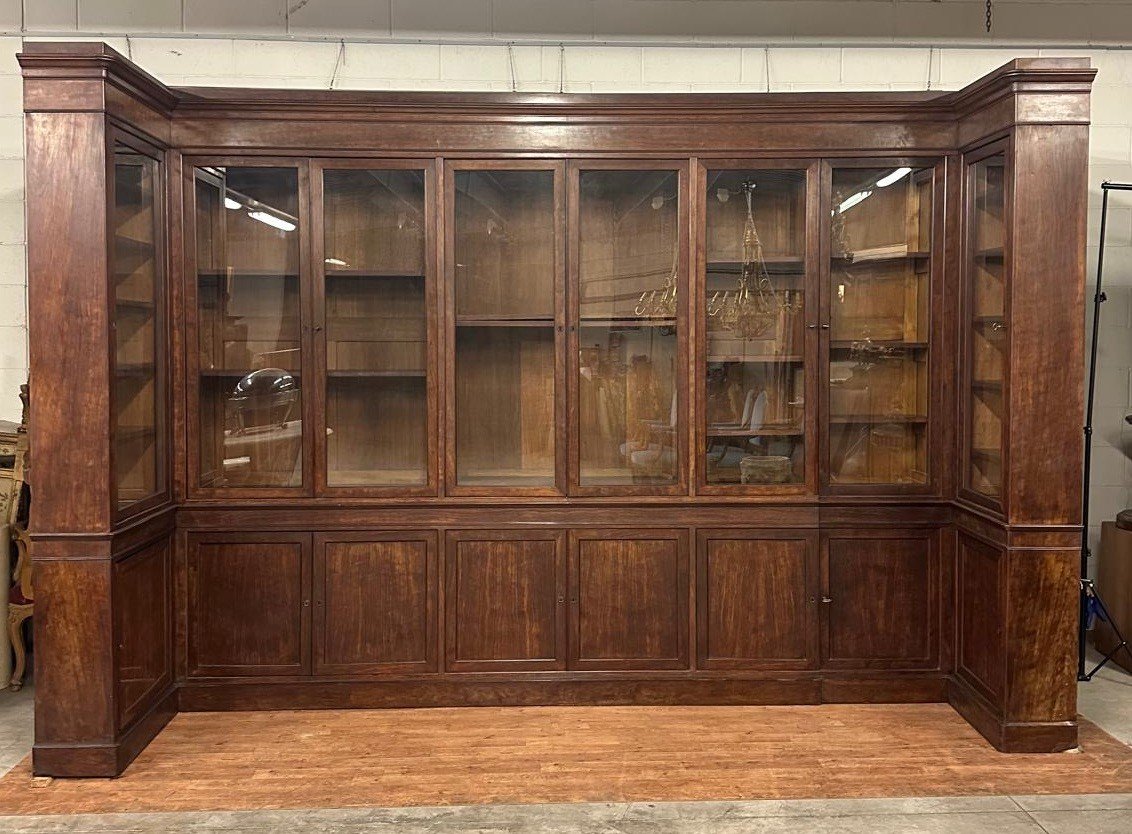 Large Mahogany Bookcase, Stamped Durand In Paris, 19th Century