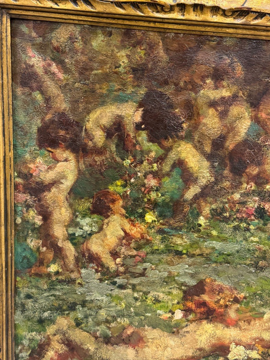 Irolli Vincenzo (naples 1860 - Naples 1949) "putti Games" Early 20th Century -photo-2