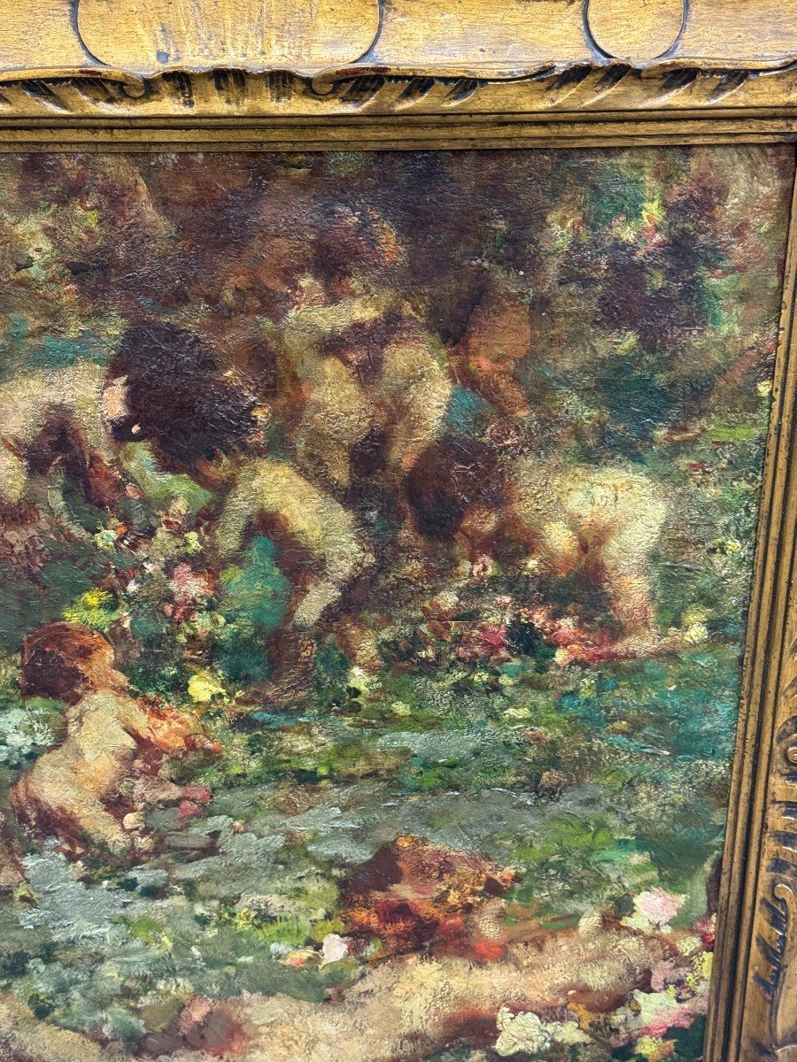 Irolli Vincenzo (naples 1860 - Naples 1949) "putti Games" Early 20th Century -photo-3