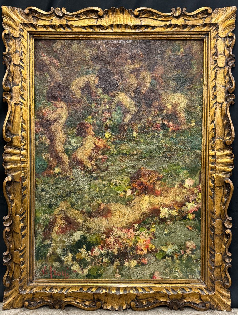 Irolli Vincenzo (naples 1860 - Naples 1949) "putti Games" Early 20th Century 