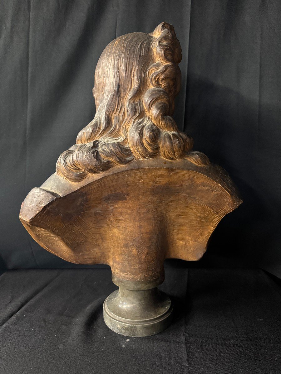 Patinated Terracotta Bust "young Woman" 19th Century-photo-3