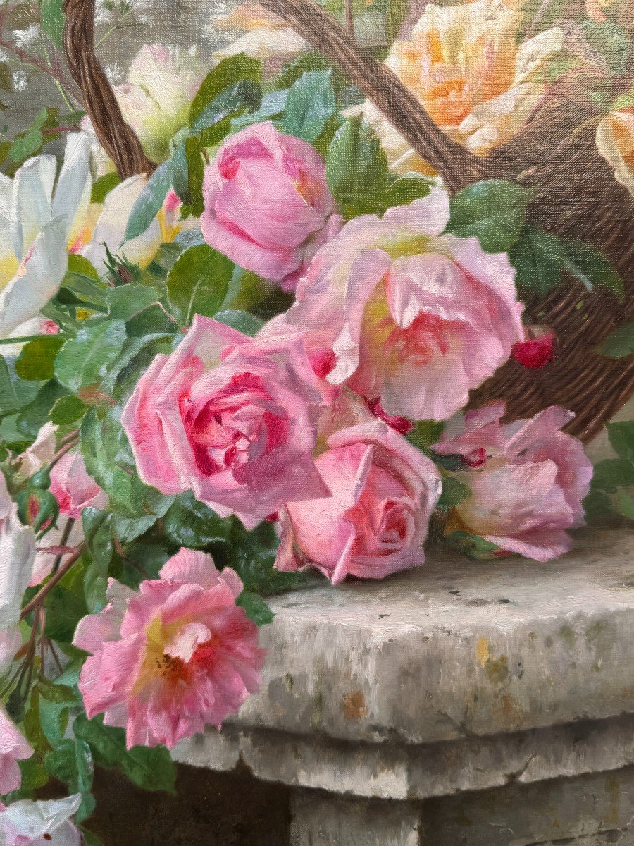 A. Gamba De Preydour (paris 1846 - Nice 1933) " Jeté De Roses Sur Un Banc " XIX° Siècle-photo-2