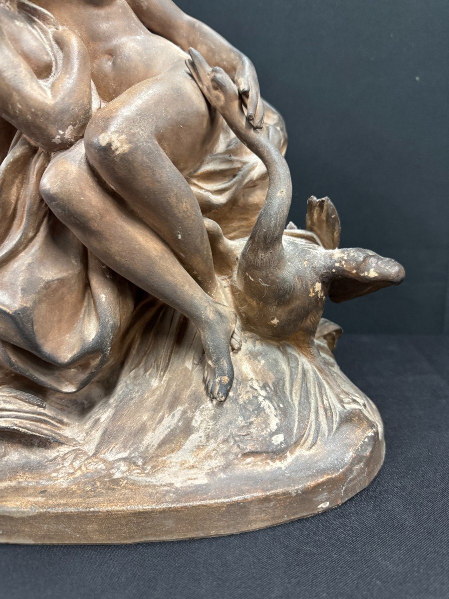 Terracotta Group "leda And The Swan" Signed Falconnet 19th Century-photo-4