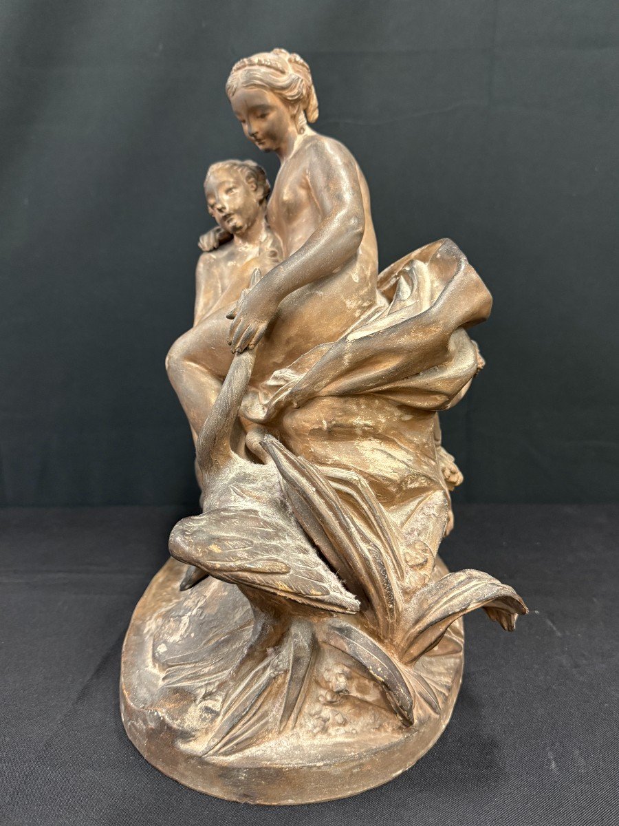 Terracotta Group "leda And The Swan" Signed Falconnet 19th Century-photo-8