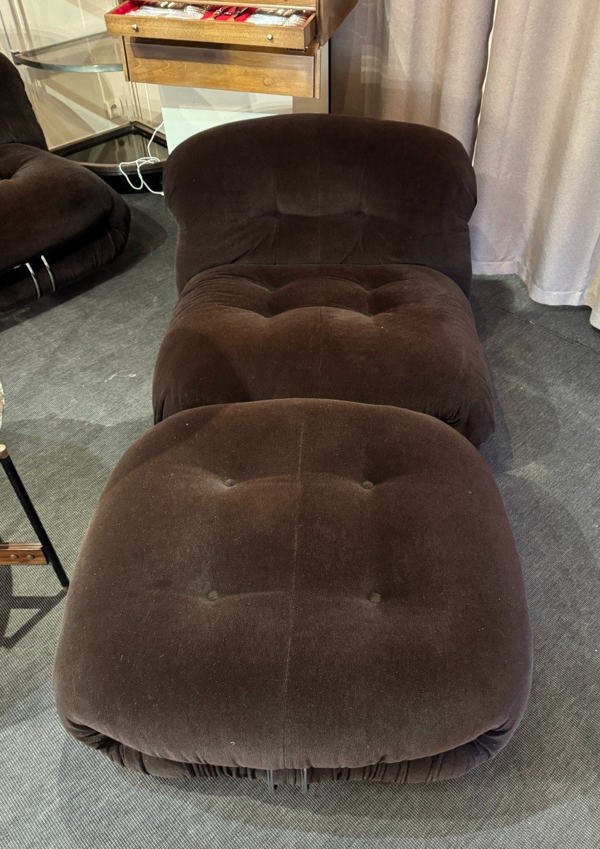 Soriana Brown Velvet Lounge Set By Afra And Tobia Scarpa, 20th Century-photo-1