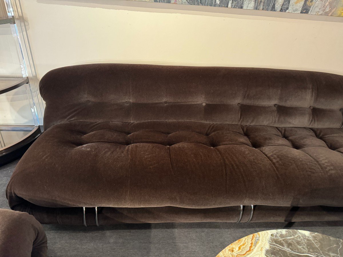 Soriana Brown Velvet Lounge Set By Afra And Tobia Scarpa, 20th Century-photo-6