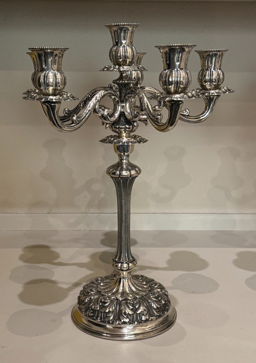 Eros Genazzi - Pair Of Silver Candelabra, Italy, Early 20th Century-photo-2