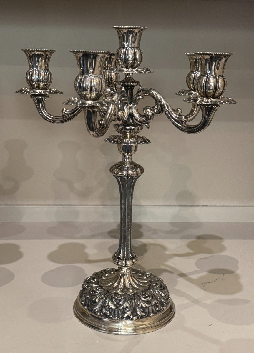 Eros Genazzi - Pair Of Silver Candelabra, Italy, Early 20th Century-photo-3