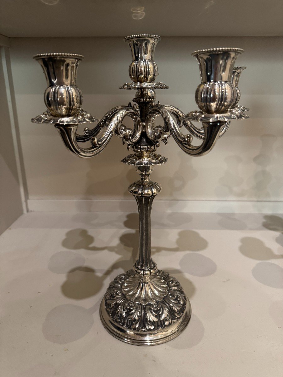 Eros Genazzi - Pair Of Silver Candelabra, Italy, Early 20th Century-photo-2