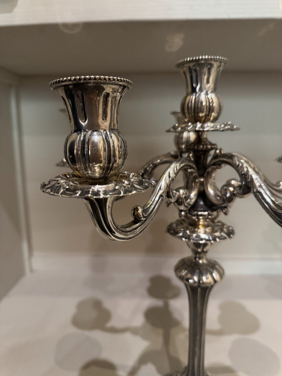 Eros Genazzi - Pair Of Silver Candelabra, Italy, Early 20th Century-photo-3